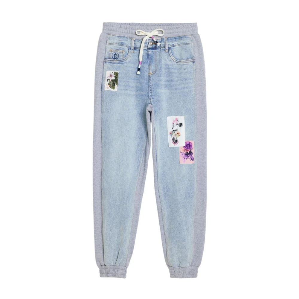 Desigual Women's Blue Straight Jeans,, Pocketed Slip-On Jeans Medium