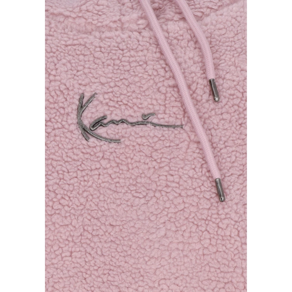 Karl Kani Metal Signature Teddy Hoodie Pink Dames