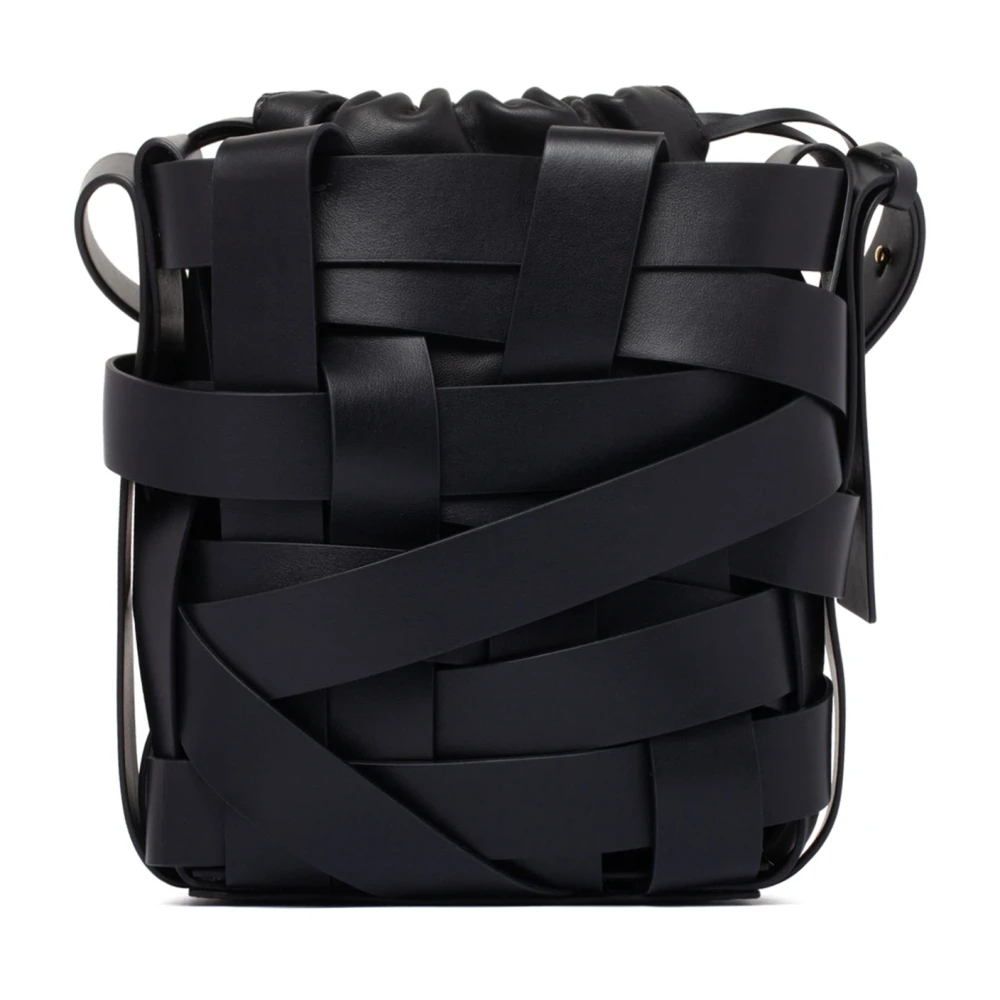 Jil Sander Zwarte Crossbody Tas met Vlechtdesign Black Dames