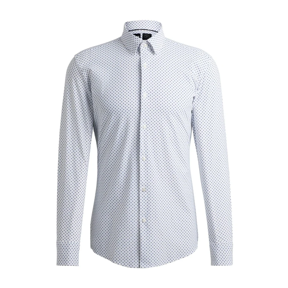 Hugo Boss Geometrisch Patroon Shirt Marineblauw White Heren