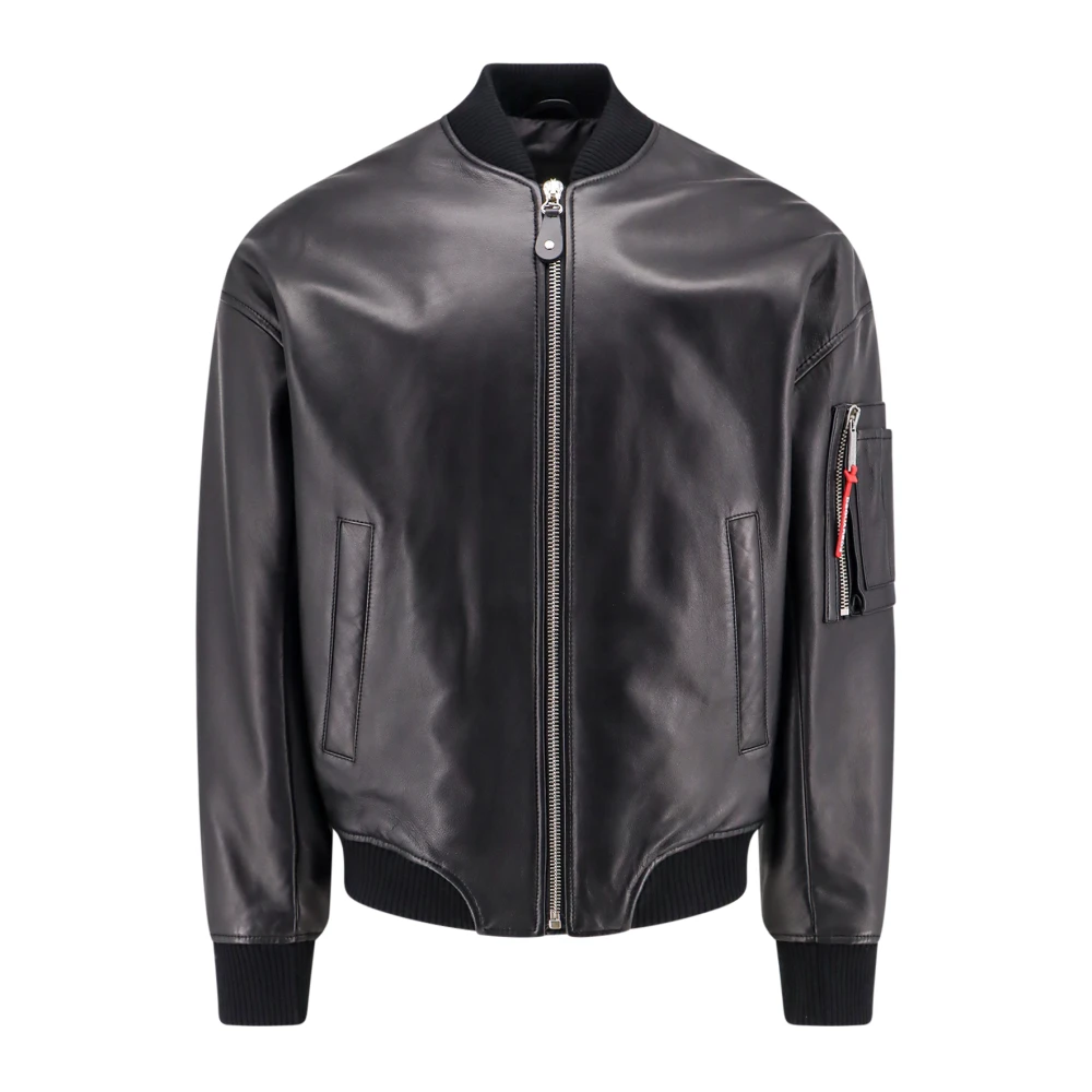 Dsquared2 Zwarte Leren Jas Rits Sluiting Black Heren