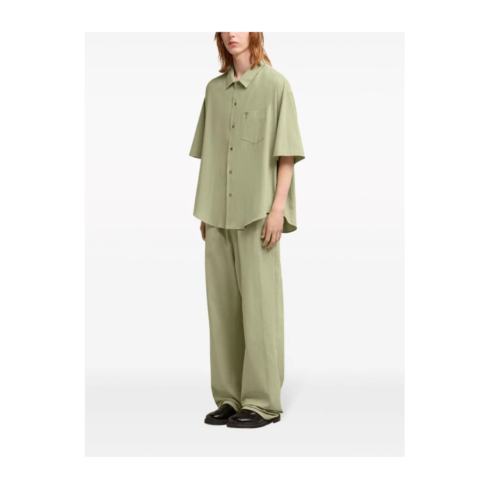 Ami Paris Short Sleeve Shirts Green Heren