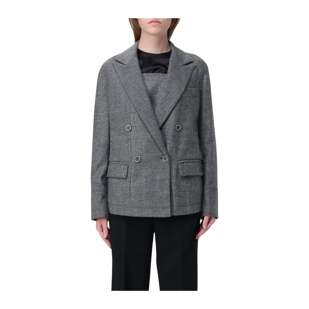 Emporio Armani Damen Grau Blazer Jacke Für Einen Stilvollen Look
