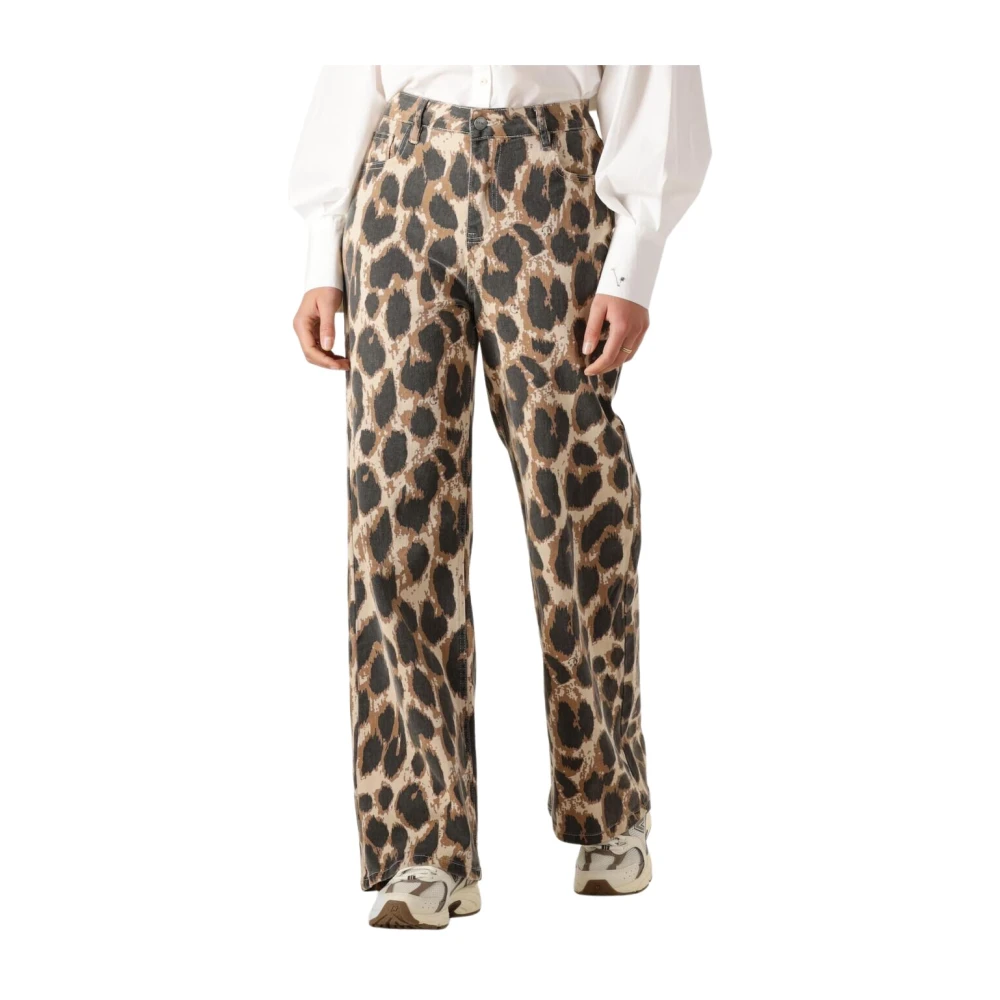 Refined Department Luipaardprint Wijde Broek Brown Dames