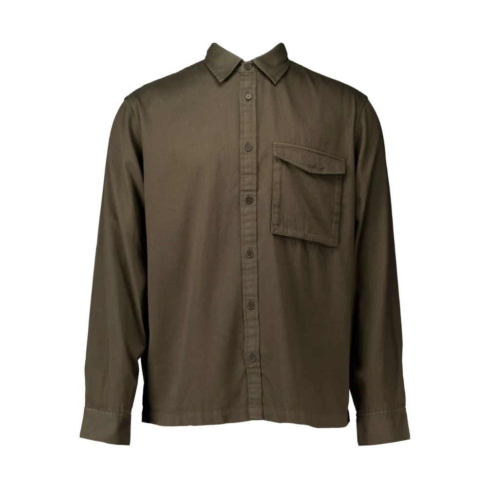 Armani Exchange Heren geweven overhemd olijf lange mouw Brown Heren