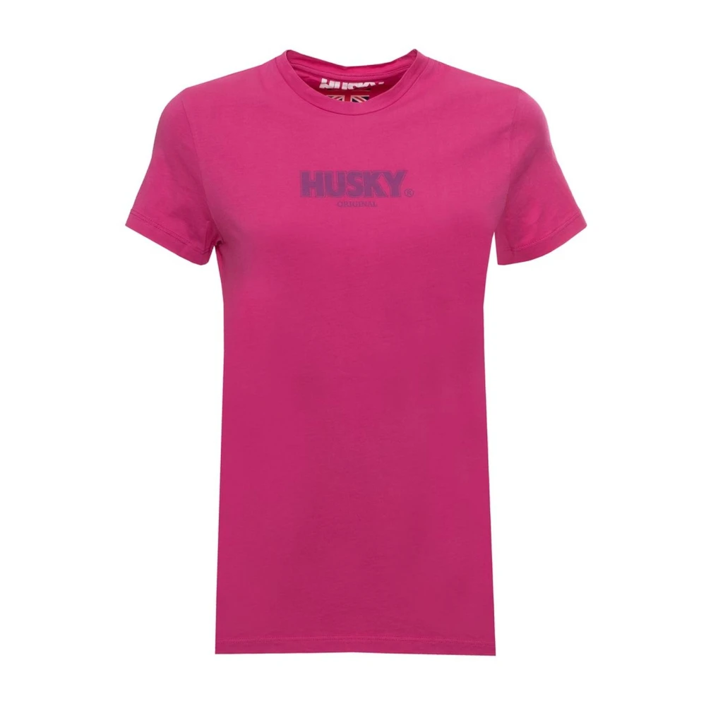 Husky Original Casual Tee met Logo Detail Pink Dames
