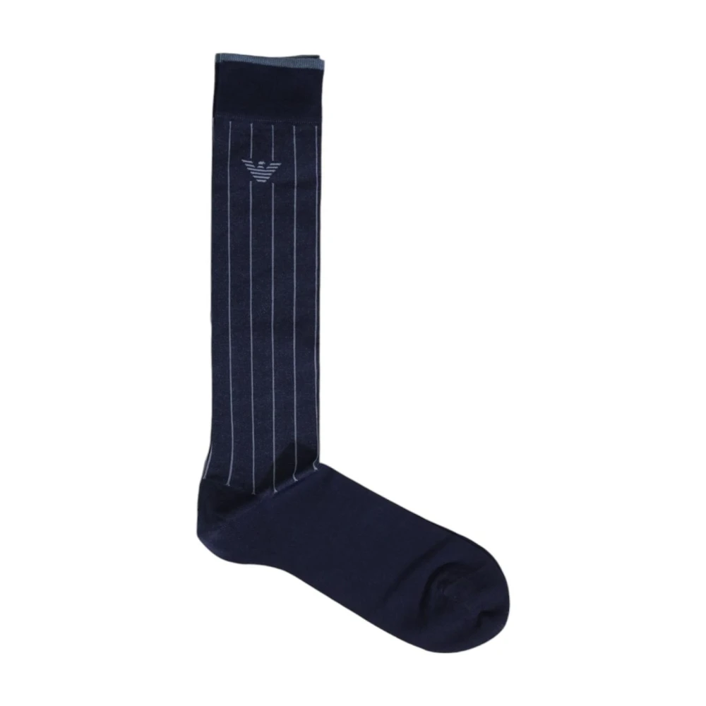 Emporio Armani Blauwe Pinstripe Dress Socks Blue Heren