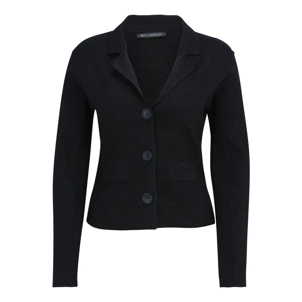 Betty Barclay Glitter Gebreide Blazer Lange Mouw Black Dames