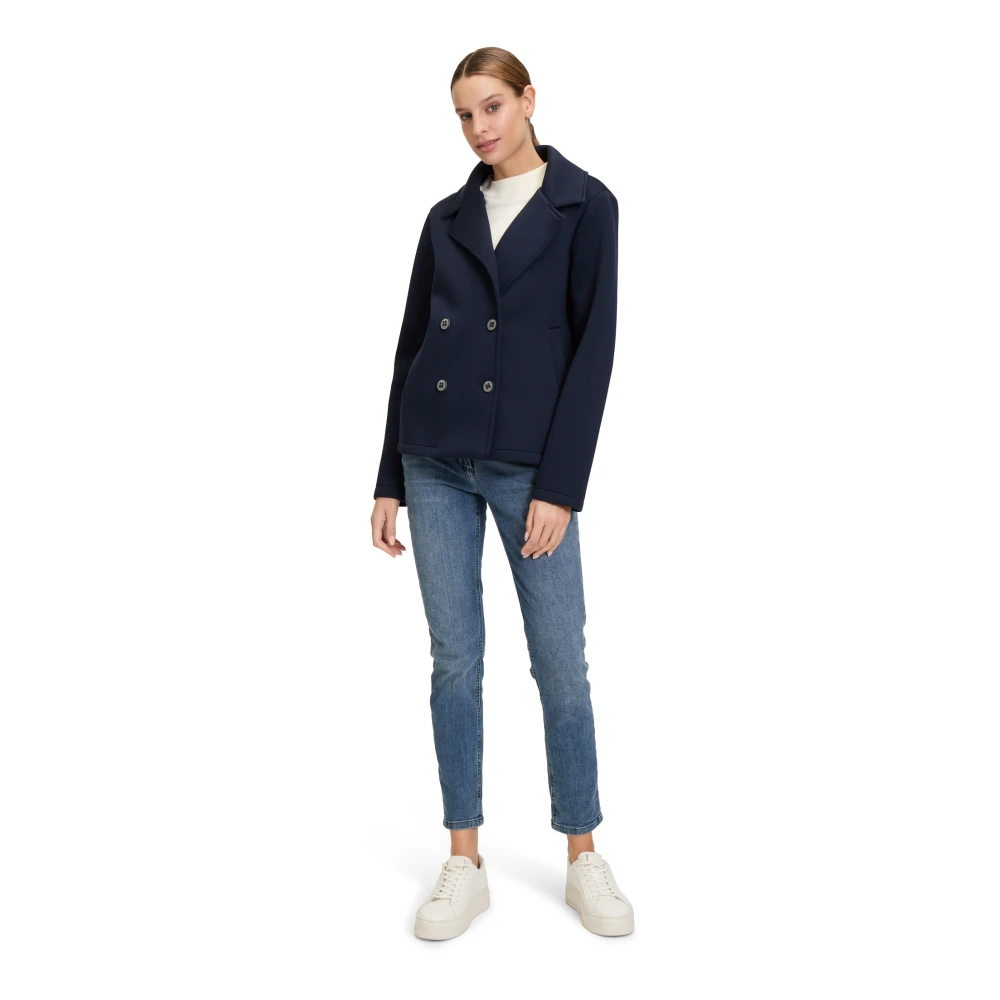 Amber & June Moderne Blazerjas met Reverskraag Blue Dames