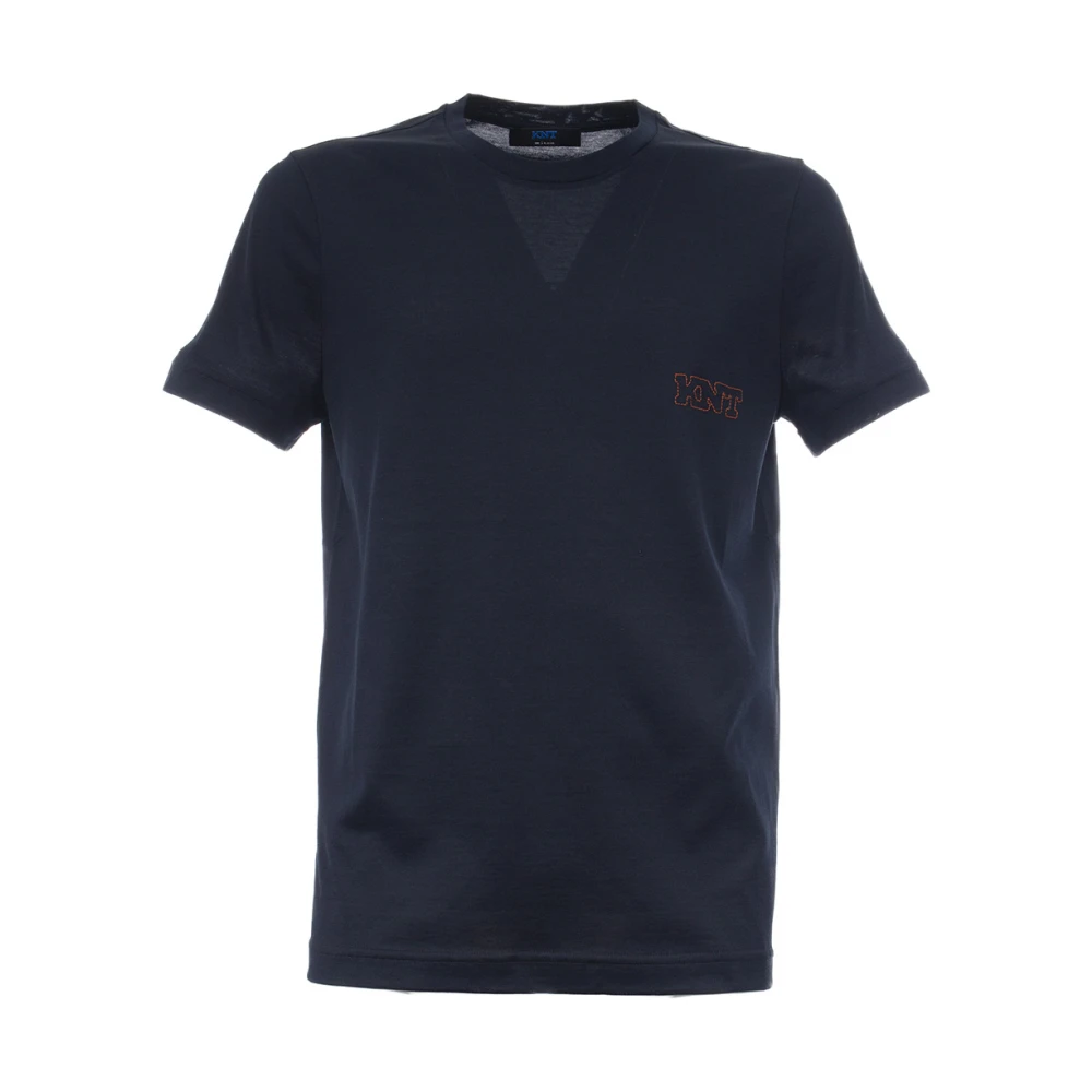 Kiton Katoenen T-Shirt met Korte Mouwen en Logo Blue Heren
