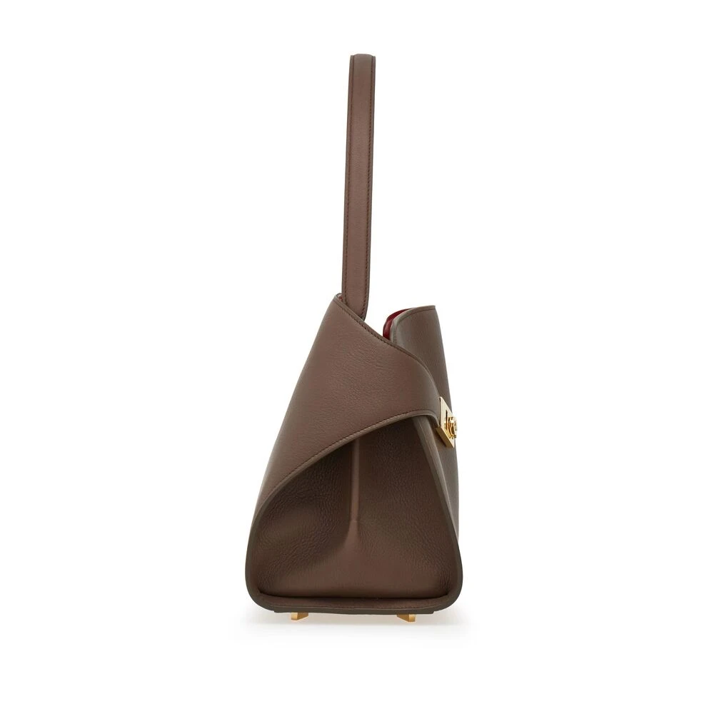 Salvatore Ferragamo Gestructureerde Leren Handtas met Gancini Slot Brown Dames
