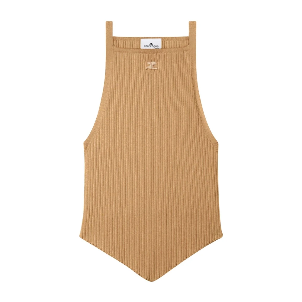 Courrèges Geborduurd Logo Mouwloze Top Beige Dames