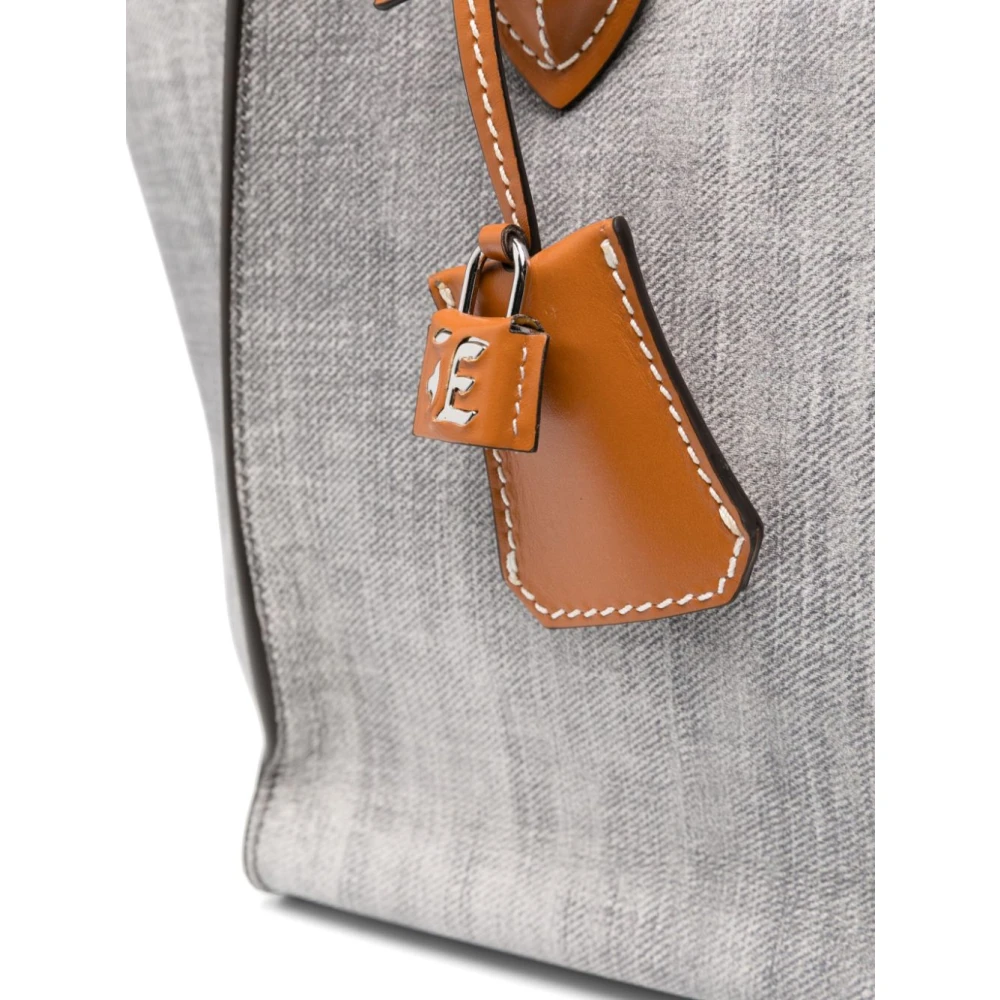 Ermanno Scervino Grijze Shopper Tas Denim Leer Gray Dames