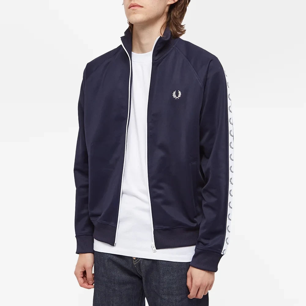 Fred Perry Retro Taped Track Jacket Blue Heren