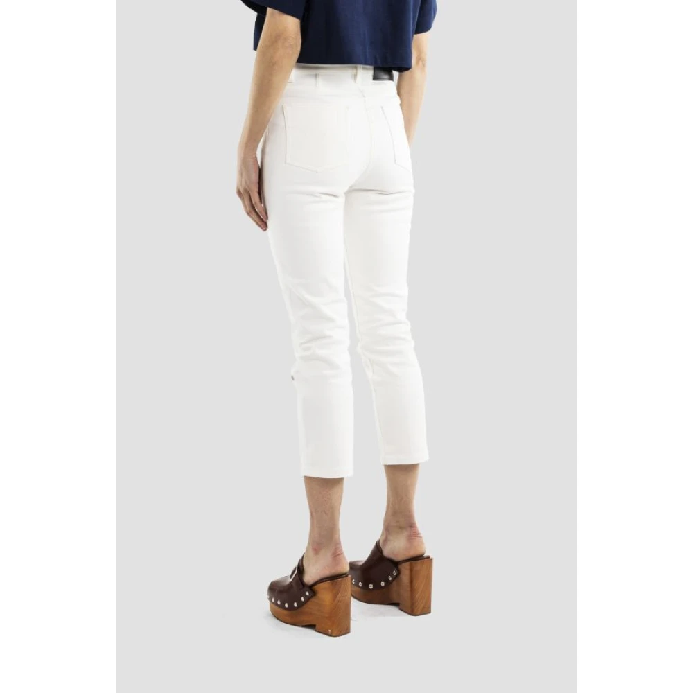 Ami Paris Witte Cropped Jeans Slim Fit Enkel Lengte White Dames