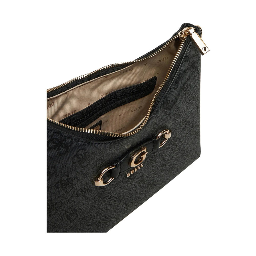Guess Elegante zwarte schoudertas met gouden details Black Dames
