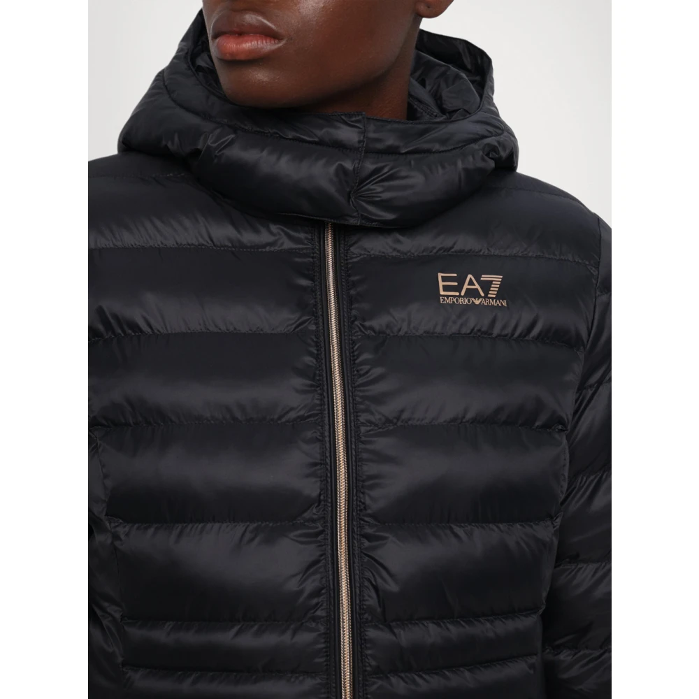 Emporio Armani EA7 Zwarte Winterjas met Capuchon Black Dames