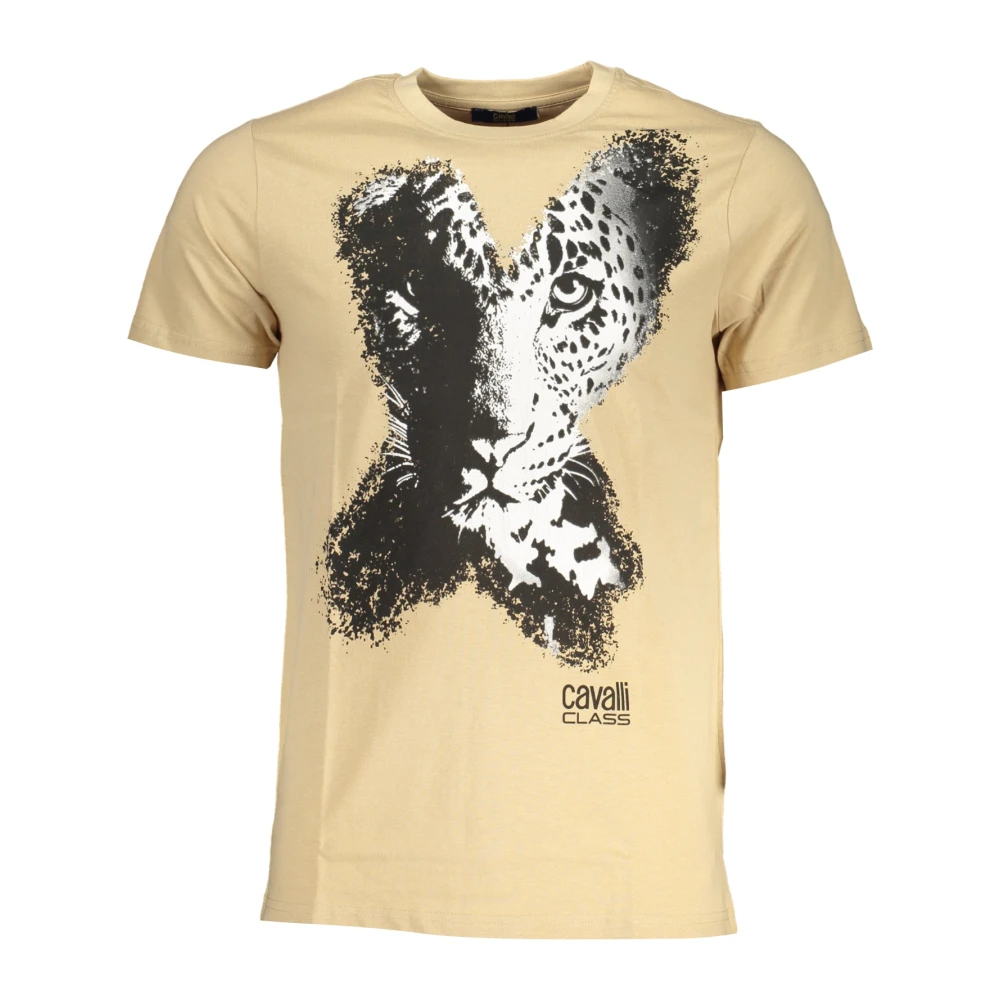 Cavalli Class Korte Mouw Logo Print T-Shirt Mannen Beige Heren