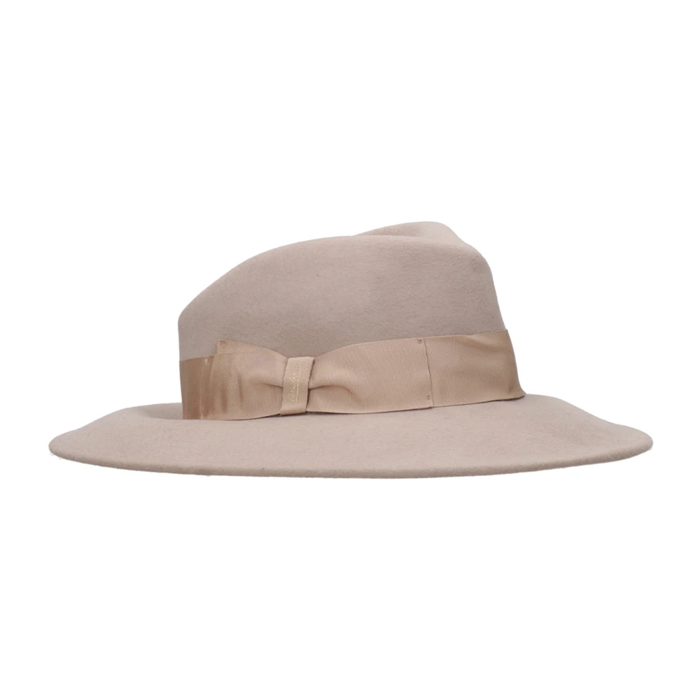 Borsalino Grijze Merinowollen Hoed met Strik Gray Dames