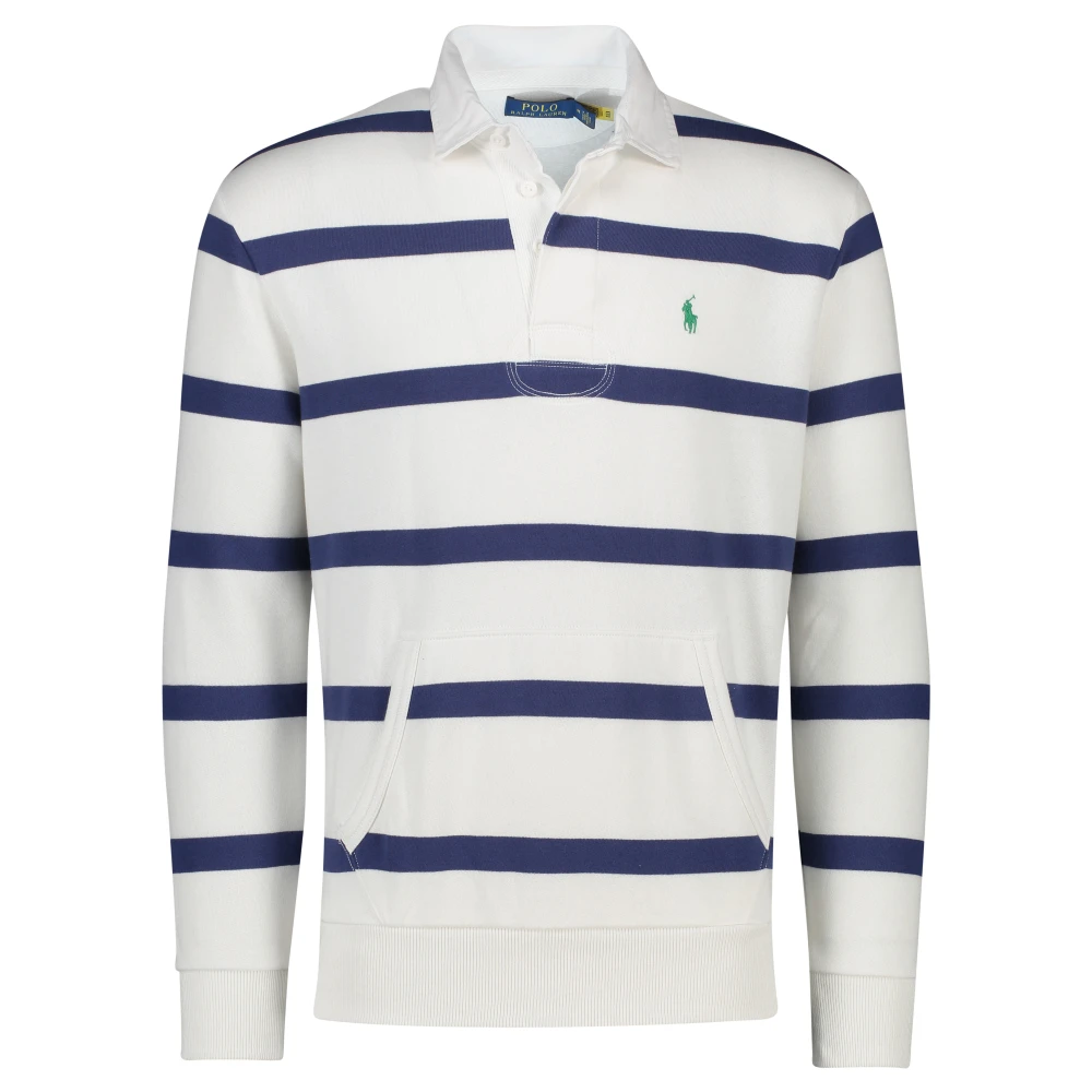 Polo Ralph Lauren Gestreepte rugby kraag trui in wit White Heren