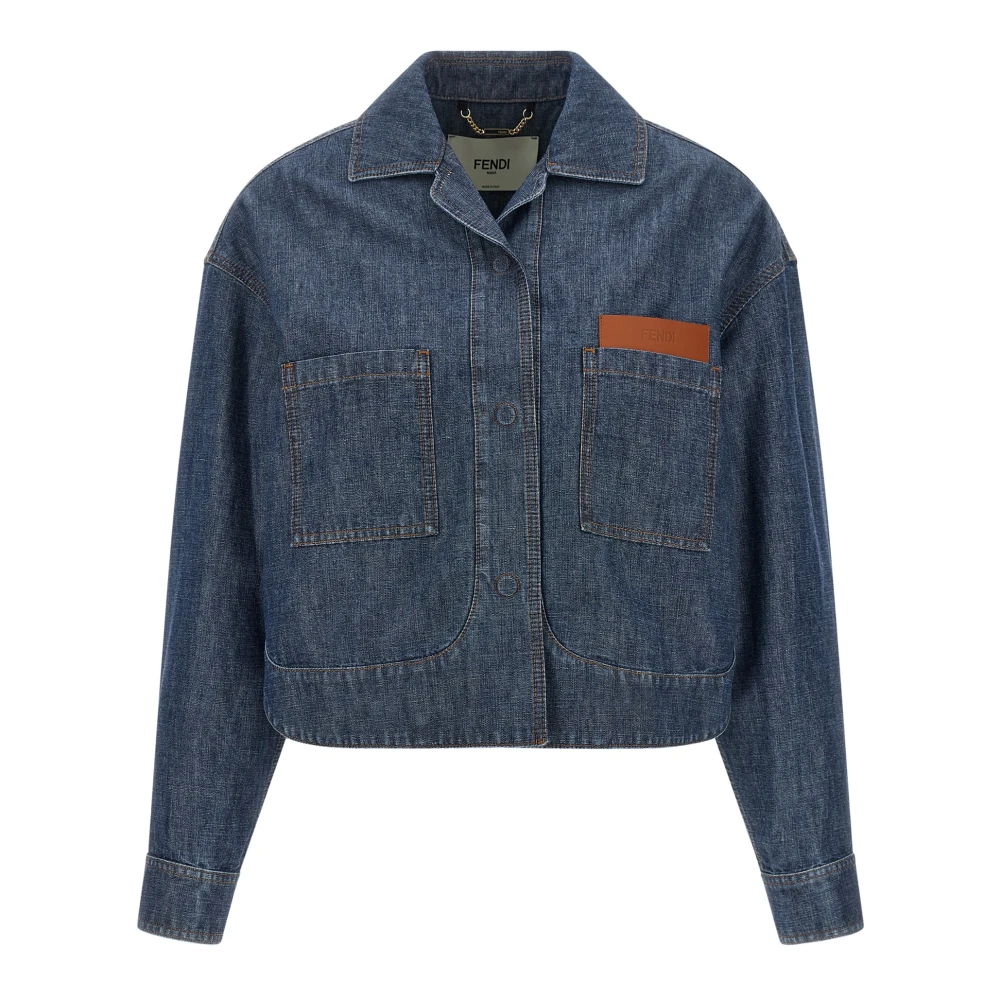 Fendi , Denim Jackets, Female, Blue, Xs, Chambray Denim Jacket
