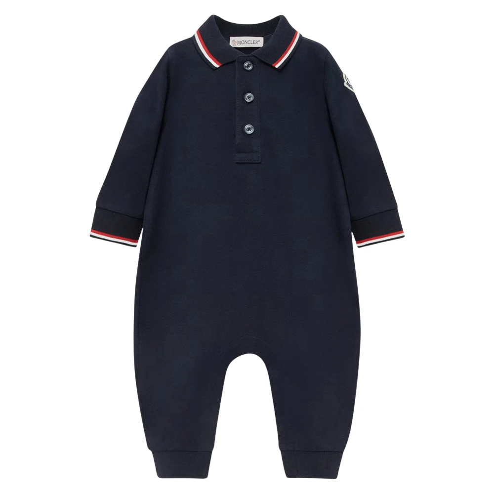 Moncler Blue Bodies & Sets, Male, 9 M, Cotton Piqué Polo Romper
