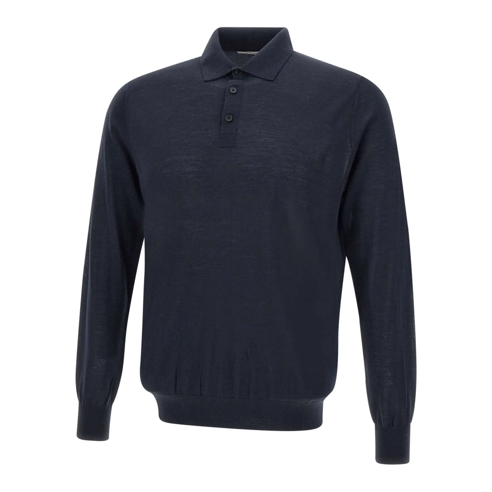 Kangra Merino Wol Polo Trui Blauw Blue Heren