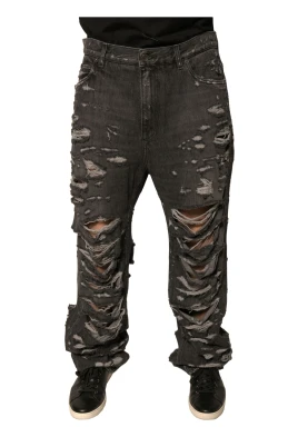 Mörkgrå Tattered Denim Jeans