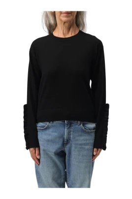 Ruffled Cuffs Merino Wool Sweater