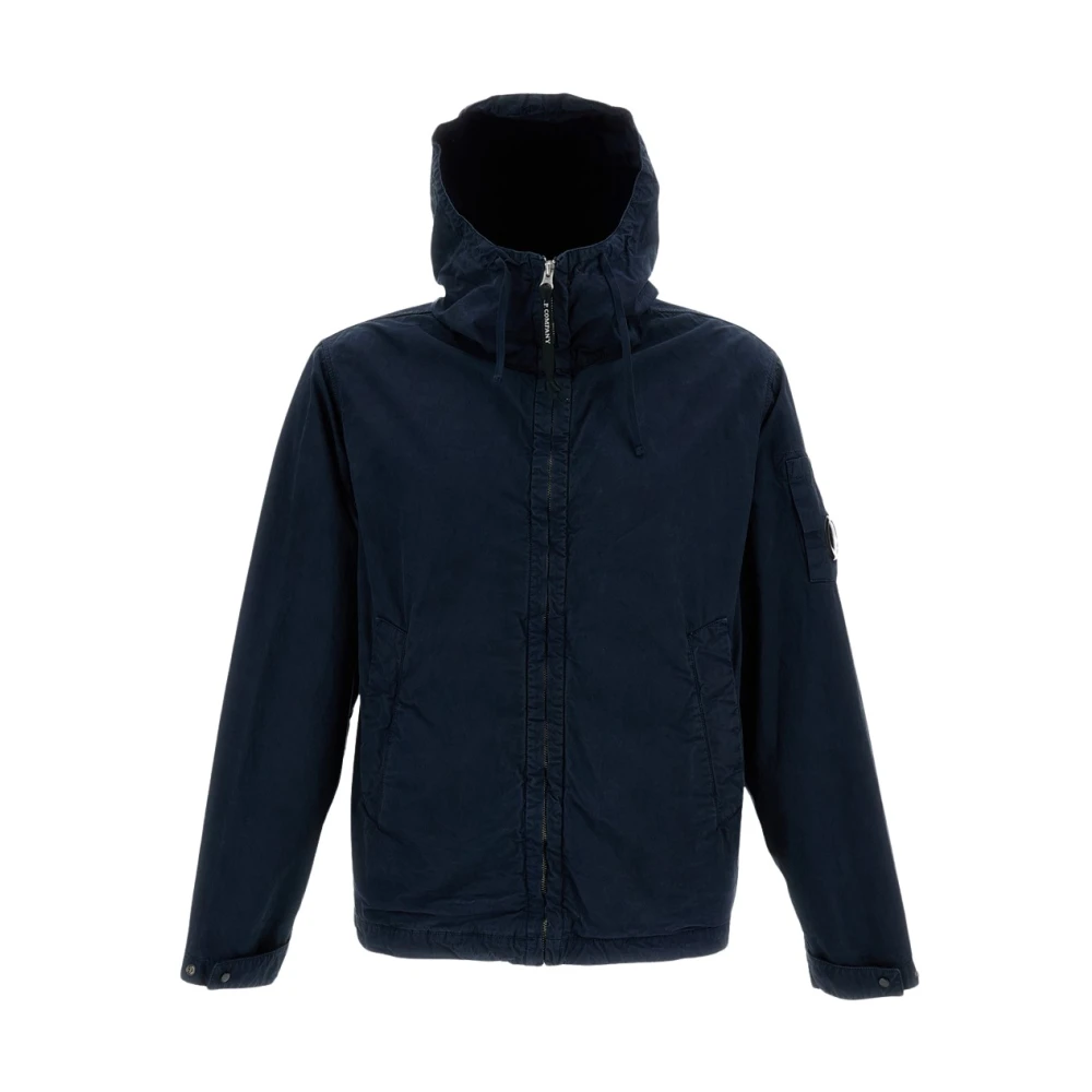 C.p. Company Men's Blue Micro-Reps Hooded Lens Jacket - Light Jackets - S - Jackets