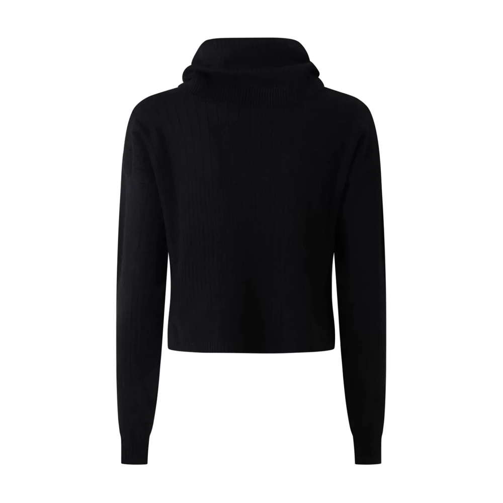 Hinnominate Zwarte Geribbelde Coltrui Sweater Black Dames