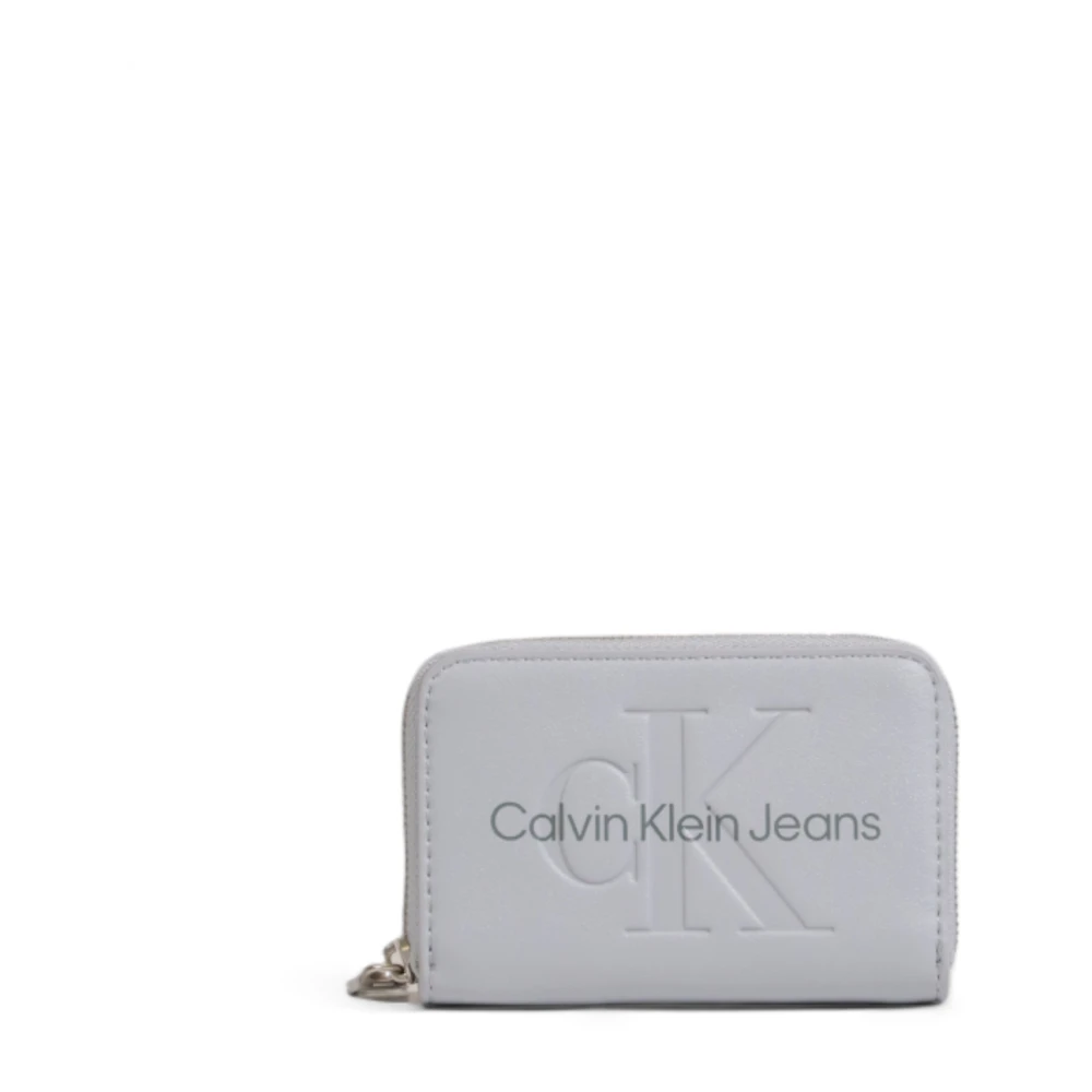 Calvin Klein Jeans Grijze Bedrukte Ritsportemonnee Gray Dames