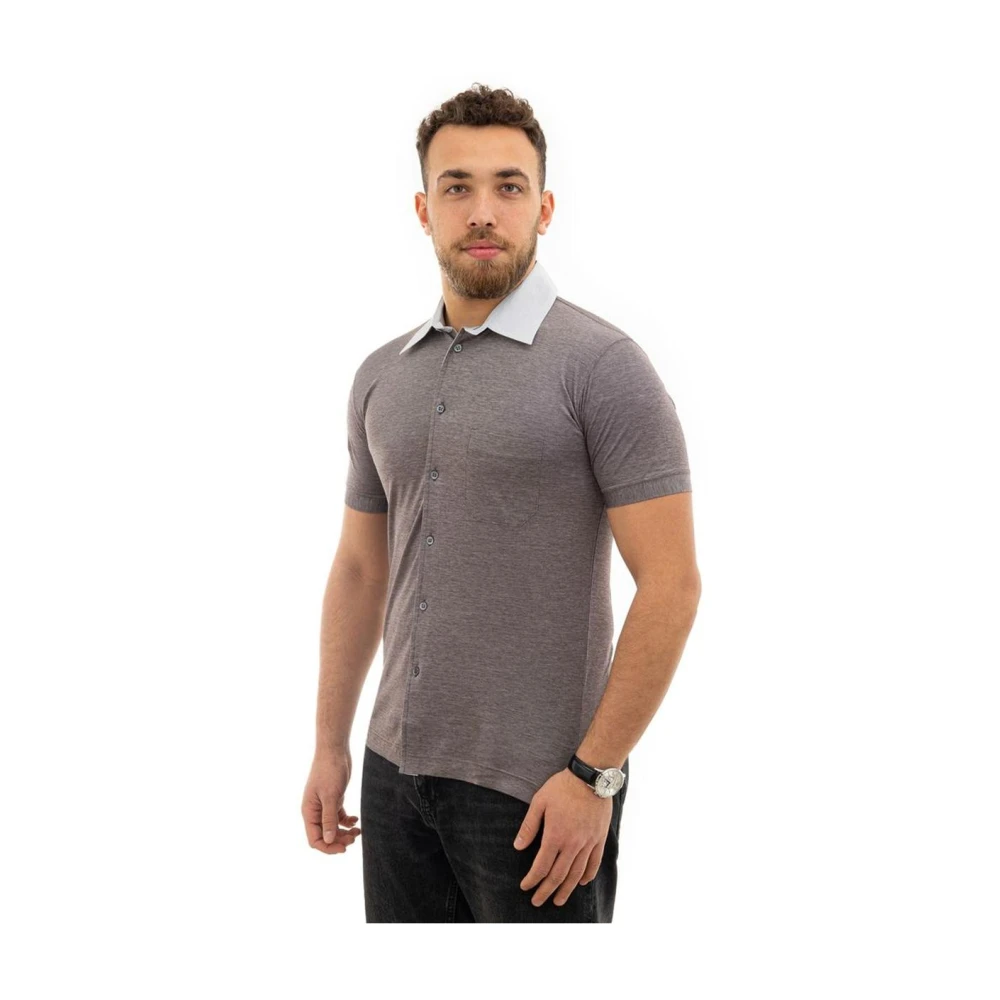 Corneliani Bicolor Elastaan Polo Shirt Brown Heren