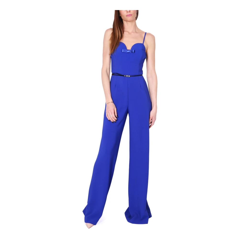 Elisabetta Franchi Blauwe Elegante Jumpsuit met Dunne Bandjes Blue Dames