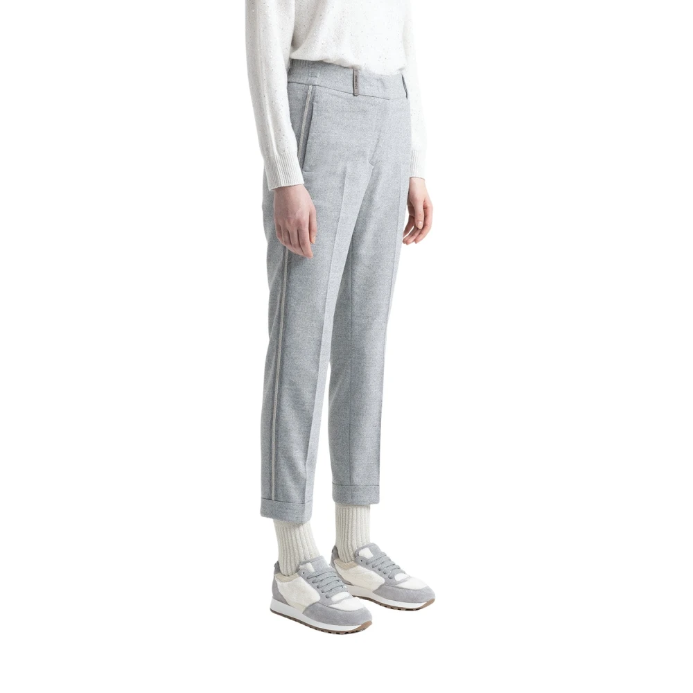 PESERICO Wol en viscose sigarettenbroek Gray Dames