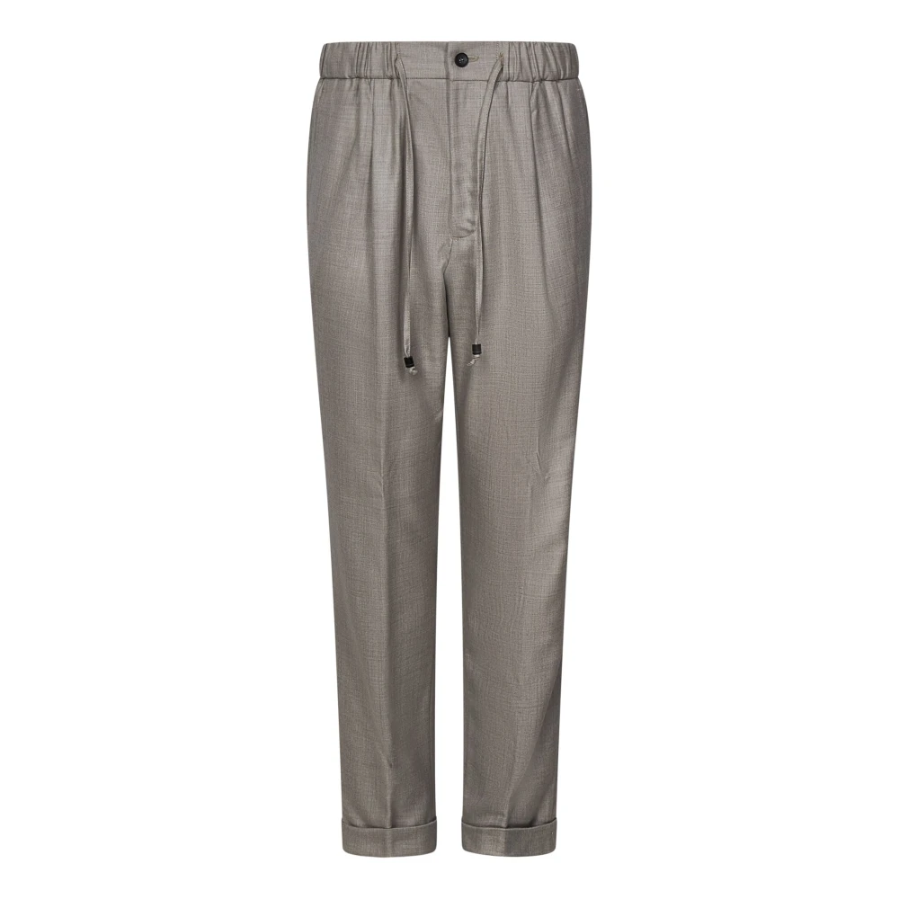 Drumohr Grijze Wol Twill Geplooide Broek Gray Heren