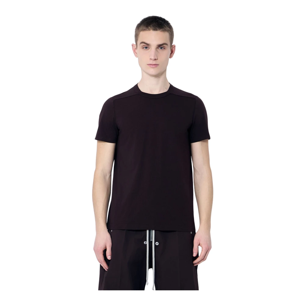 Rick Owens Double-Layer Katoen Jersey Crewneck T-Shirt Brown Heren