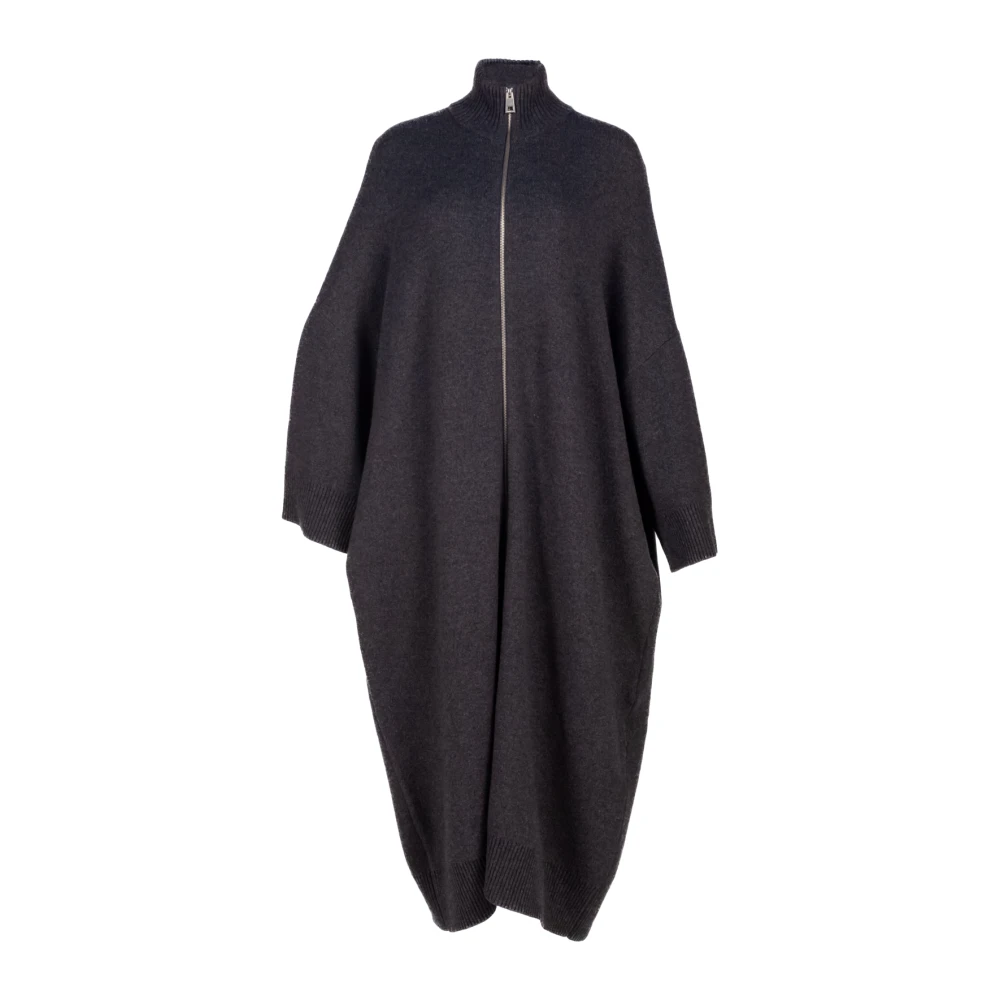 Liviana Conti Houtskool Gebreide Coatigan met Ritssluiting Black Dames