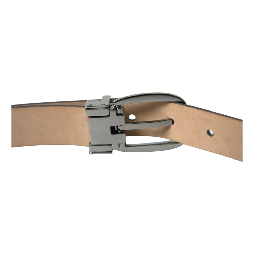 Dolce & Gabbana Elegante leren riem met opvallende gesp Brown Heren