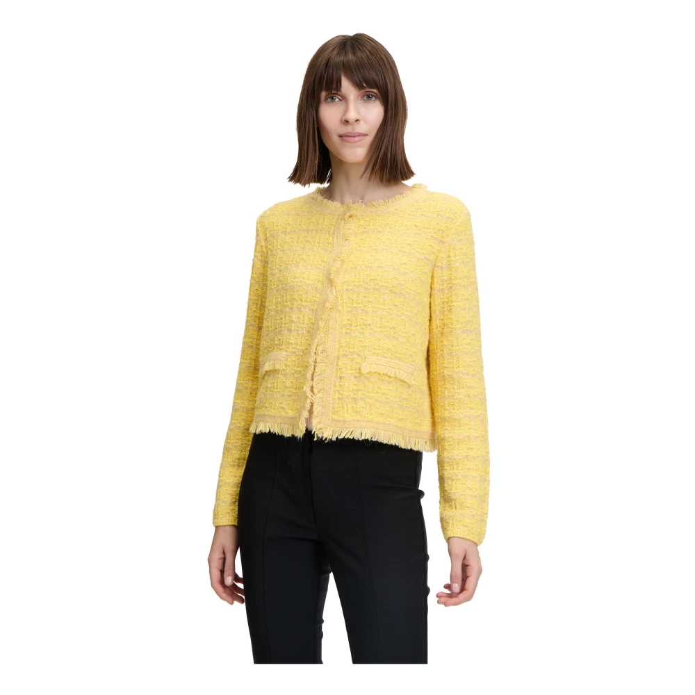 Betty Barclay Gefranjerde Gebreide Vest Yellow Dames