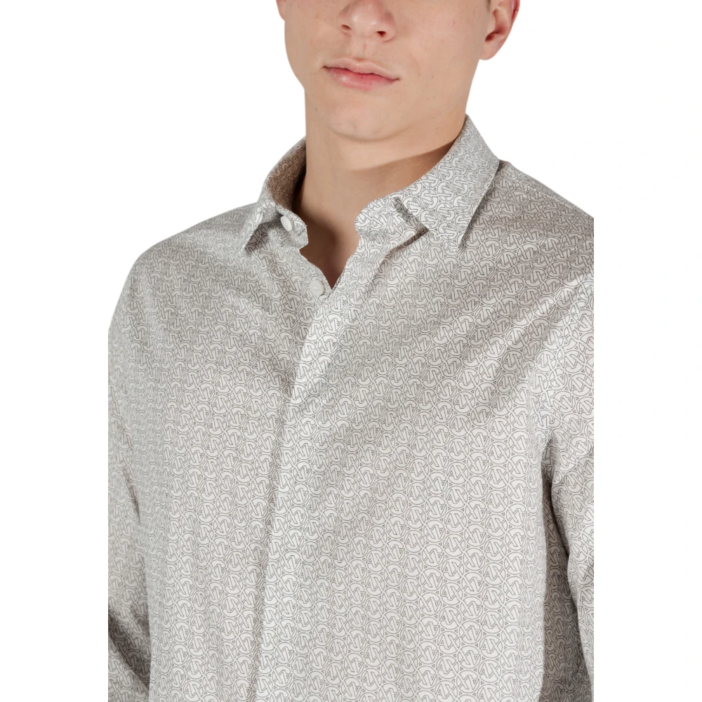 Armani Exchange Lente Zomer Lange Mouw Shirt Beige Heren