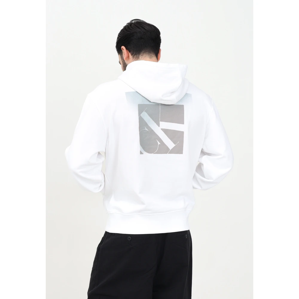 Calvin Klein Jeans Witte hoodie met abstract grafisch print White Heren