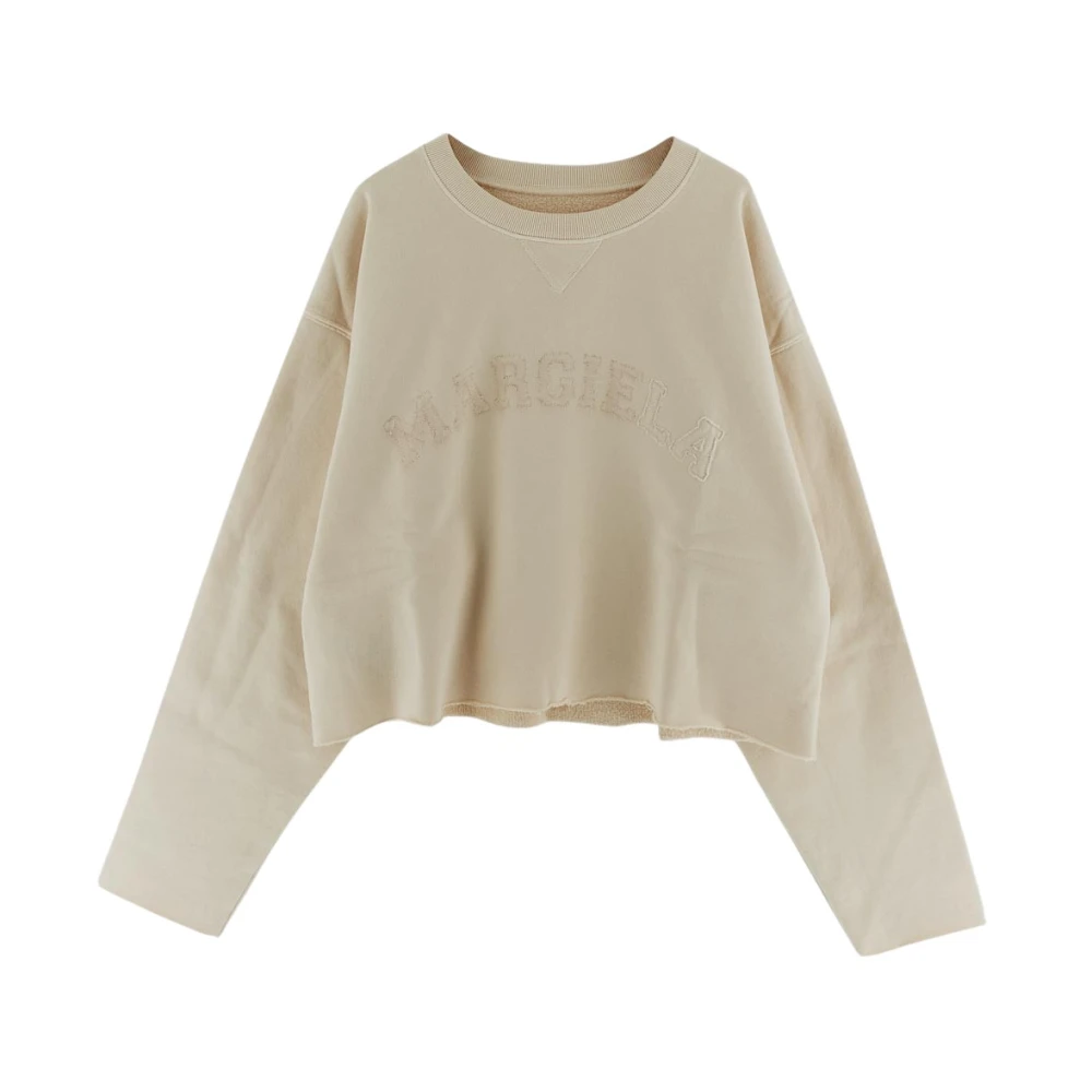 Maison Margiela Katoenen Logo Sweatshirt Beige Dames