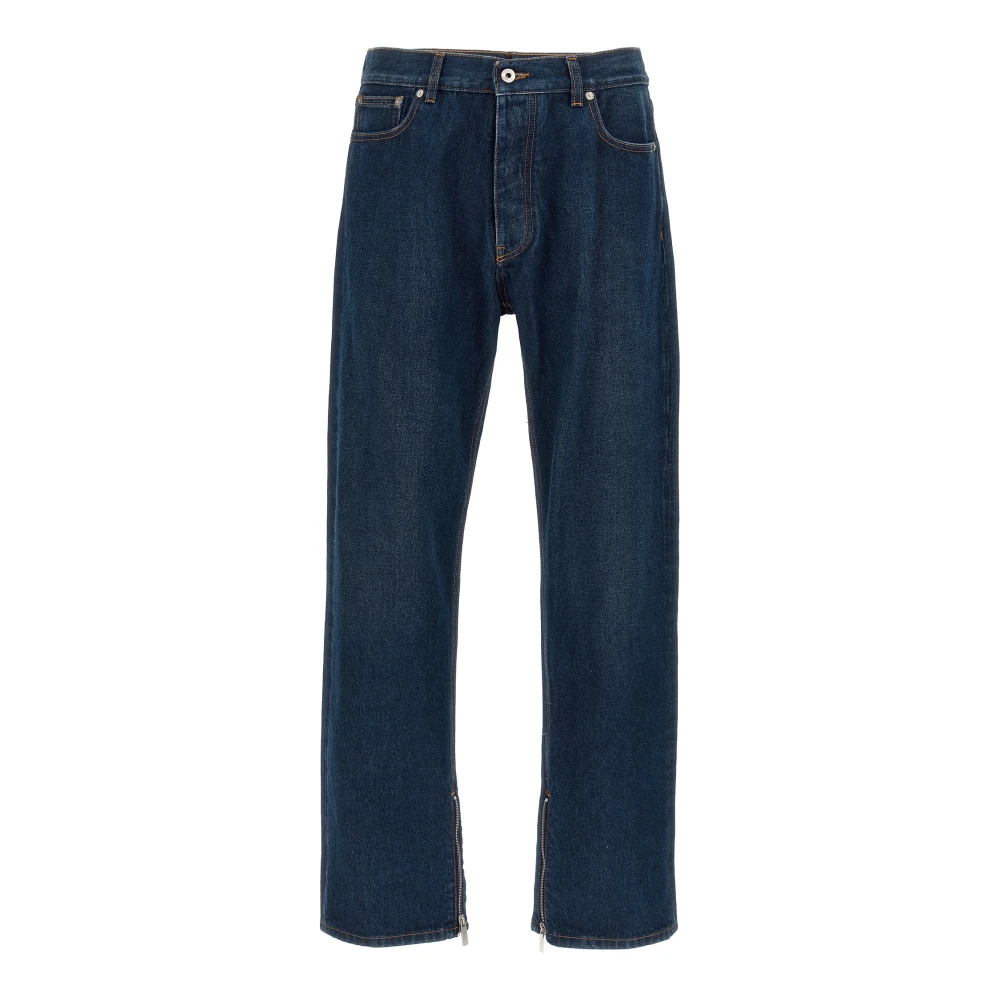 Off White Blue Straight Fit Jeans, Male, W32, Arr Zip Skate Jeans
