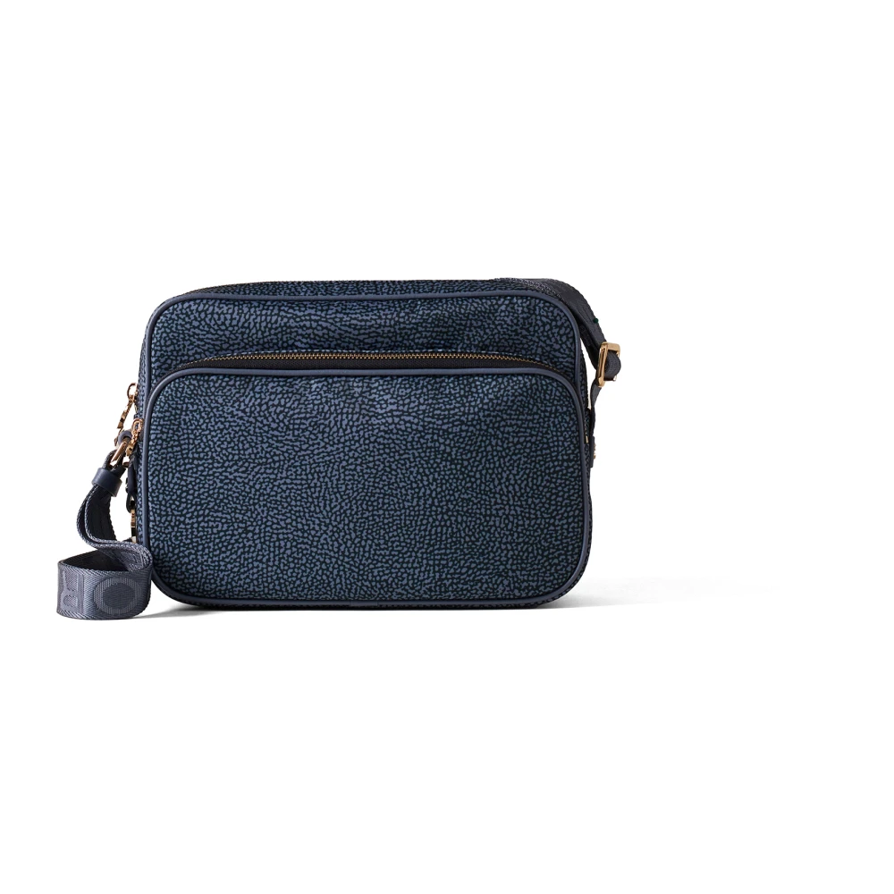 Borbonese Geometrische Eco Line Denim Schoudertas Blue Dames