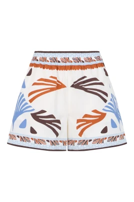 Shorts i bomull med sommartryck