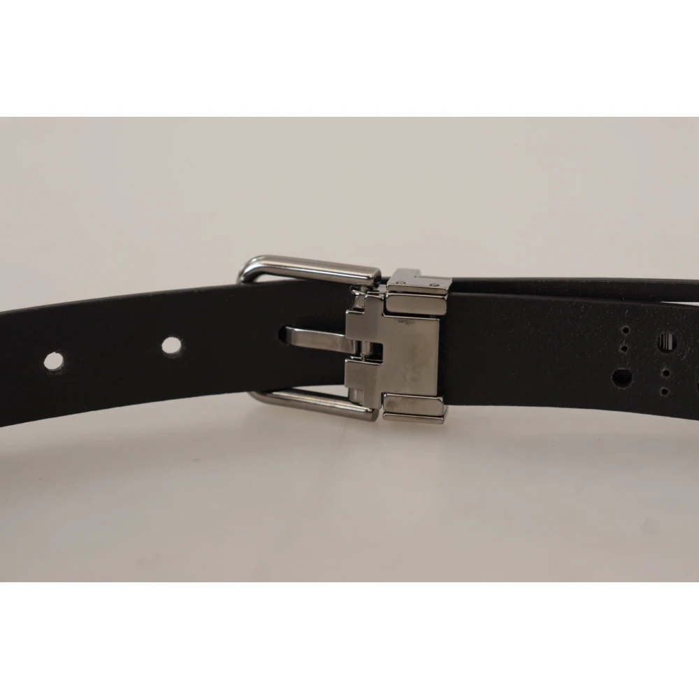 Dolce & Gabbana Elegante zwarte leren riem met metalen gesp Black Unisex