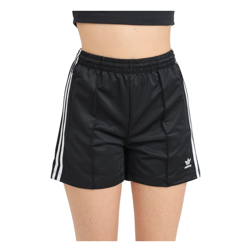 Adidas Originals Svarta Firebird Shorts med Sidestripes Black, Dam