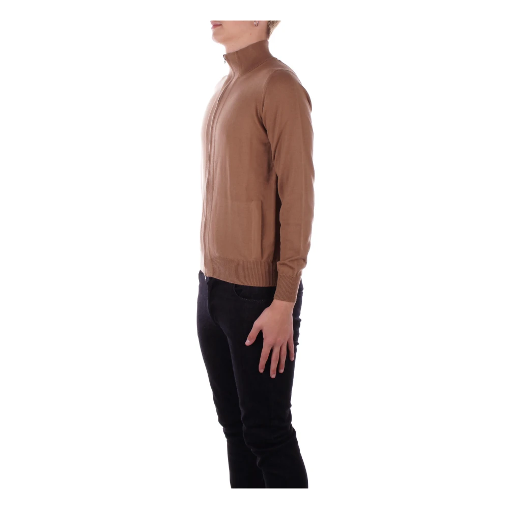 Alpha Studio Witte Sweater met Dubbele Ritszakken Brown Heren