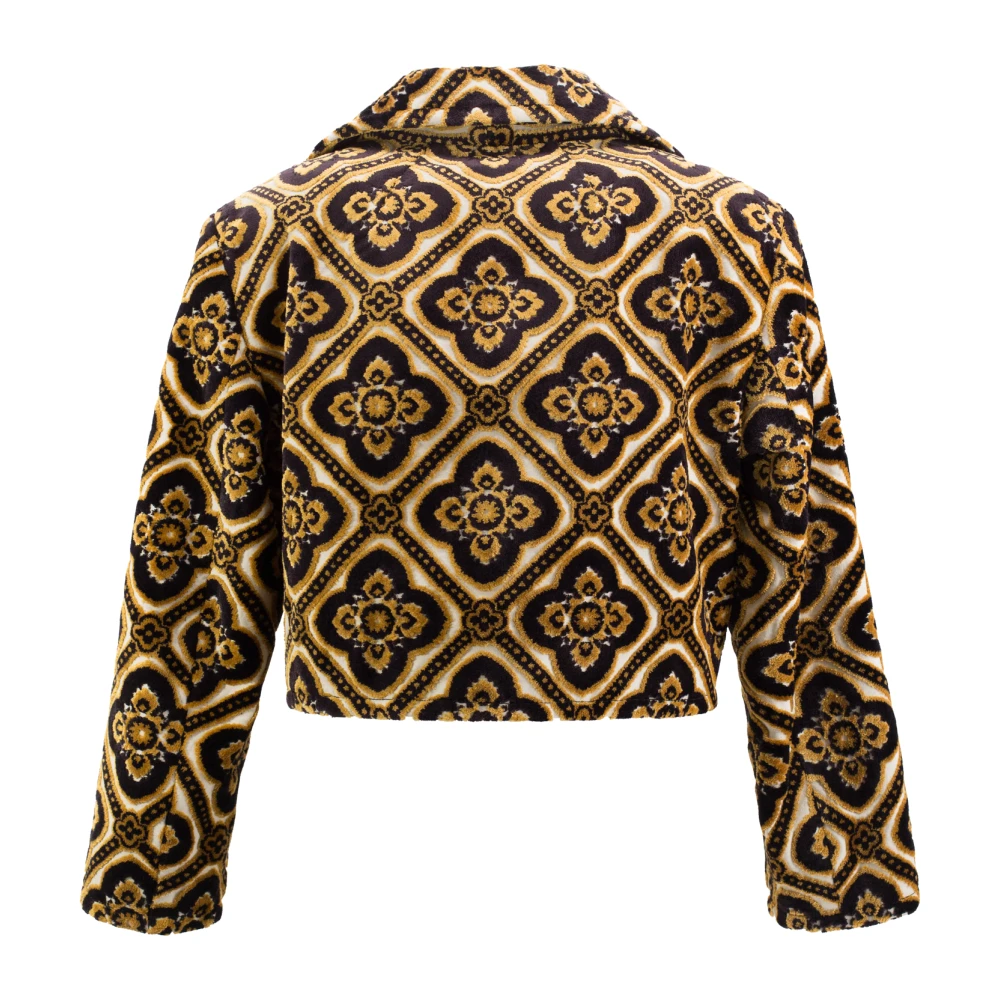 ETRO Velvet Jacquard Jas met Maxi Kraag Brown Dames